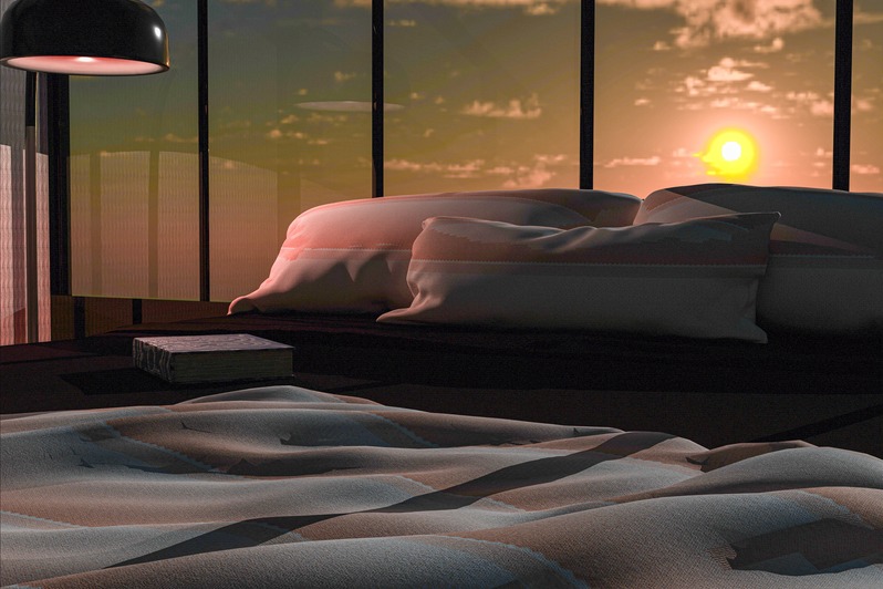 Sunset through windows