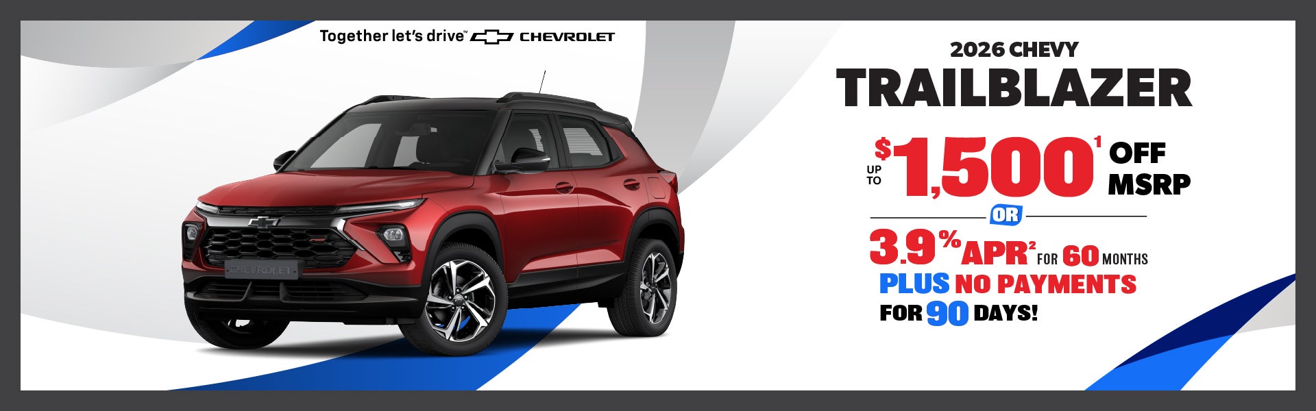 2026 Chevy Trailblazer - up to $1500 off MSRP or 3.9% APR
