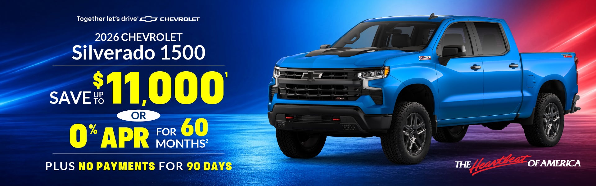 2026 Chevy Silverado 1500 - up to $11,000 off MSRP | 0% APR