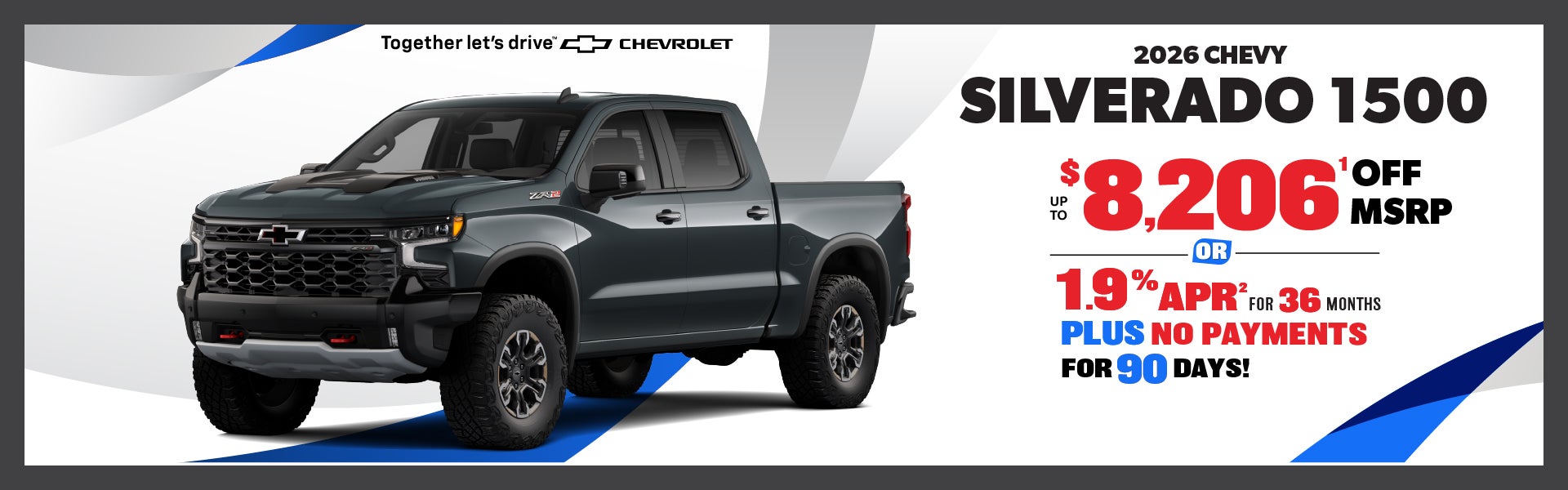 2026 Chevy Silverado 1500 - up to $8206 off MSRP | 1.9% APR